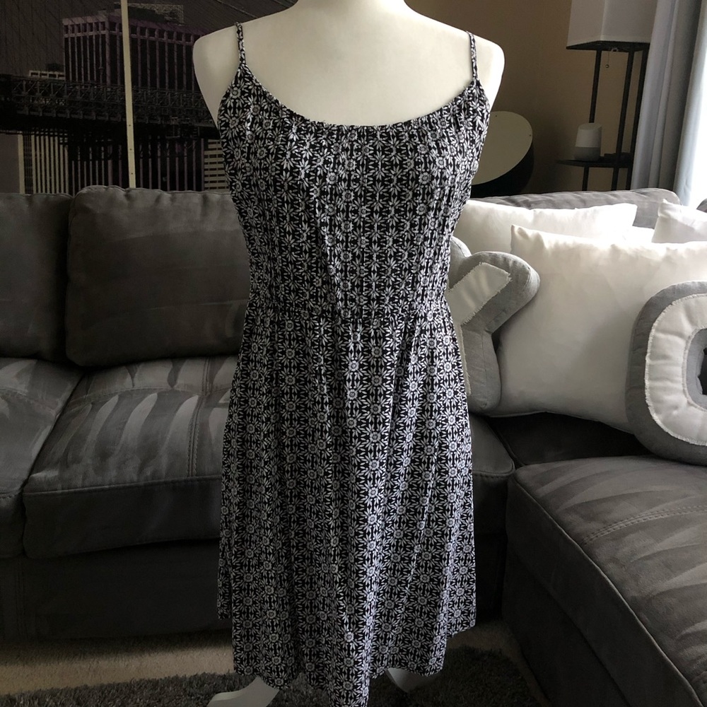 Black and White Floral Spaghetti Strap Dress